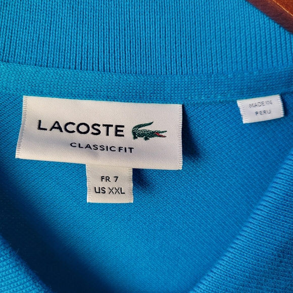 Lacoste Piqué Polo Blue Men's Shirt Collared Peru Cotton Buttons Logo XXL $89.50 - Picture 3 of 12